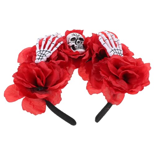 VILLFUL Halloween Haarreif mit Blumenkranz und Skelett Design Leichtes Komfortables Accessoire für Damen für Horror Partys Gruselige Kostümfeste und Halloween Feiern von VILLFUL