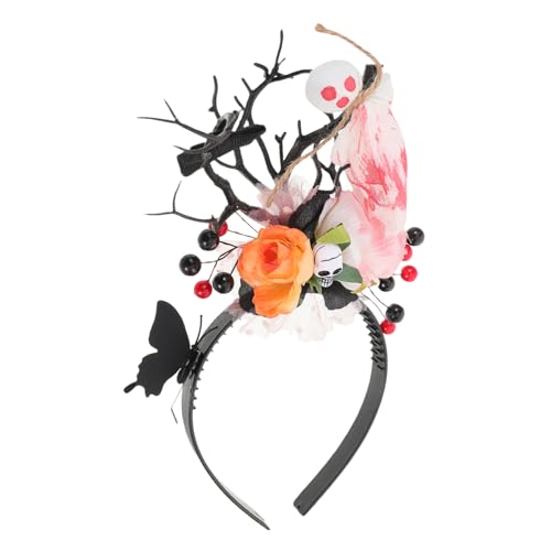 VILLFUL Halloween Haarreif mit Schwarzem Geweih Geist und Leichtes Party Accessoire für Cosplay Day Of The Dead und Mottopartys Einzigartiges Gruseliges Design von VILLFUL