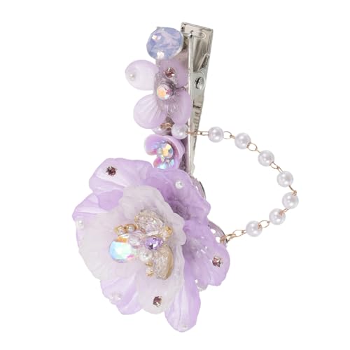 VILLFUL Handgefertigte Asiatische Haarschmuck-blumen-spange mit Perlenquasten Chinesischer Stil Seitlicher Haarclip aus Harz Fester Sitz Leichter Braut Party-accessoire für Frauen von VILLFUL
