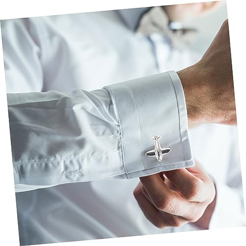 VILLFUL Herren Manschettenknöpfe Silber Flugzeug Design Kupfer Cufflinks für Anzug Business Hochzeit Accessoire Stilvoll Langlebig von VILLFUL