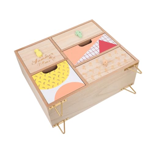 VILLFUL Holz Aufbewahrungsbox mit Fächern Desktop Storage Cabinet für Schmuck Kosmetik Büro Mehrschichtiges Design Platzsparend Glatte Oberfläche Vielseitig Nutzbar für Zuhause von VILLFUL