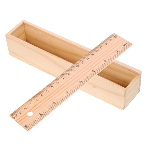 VILLFUL Holz Federmäppchen mit Integriertem Lineal Multifunktionale Schreibwarenbox für Stifte und Zubehör Stilvoller Organizer für Schule und Büro von VILLFUL