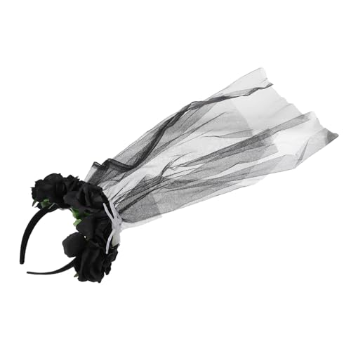 VILLFUL Künstliche Rose Haarband Accessoire Halloween Mesh Schleier Kopfschmuck Stirnband Halloween Blumen Kopfschmuck von VILLFUL