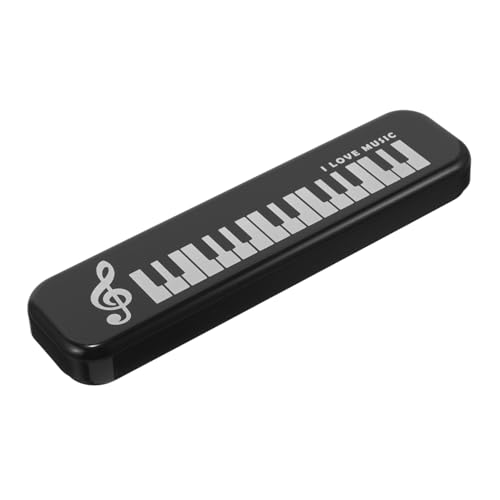 VILLFUL Kunststoff Stiftebox Klaviermotiv Tragbar Langlebig mit Fächern für Schule und Büro Schwarzes Federmäppchen von VILLFUL