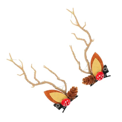 VILLFUL Leuchtende Rentiergeweih Haarspangen Weihnachtsdeko Haarschmuck Glowing Antler Hairpin für Festliche Kostüme und Party Accessoire Weihnachten von VILLFUL
