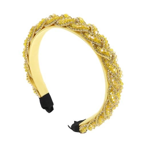 VILLFUL Luxuriöse Barock-haarreifen mit Funkelnden Strasssteinen Gelbe Haarbänder für Frauen und Mädchen Schimmernde Verzierte Haarreifen für Hochzeit Party Abendveranstaltungen von VILLFUL
