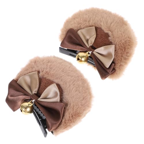 VILLFUL Niedliche Bärenohren Haarklammern mit Schleifen Sichere Haarklammern für Frauen Kawaii Accessoires für Party Cosplay Geburtstagsfeier Vielseitiger Haarschmuck in Warmen Farben von VILLFUL