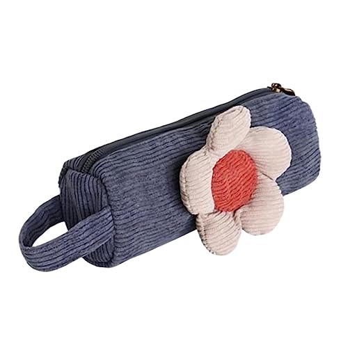 VILLFUL Reißverschluss Federmäppchen Im Vintage-Daisy-Design Praktische Stifte Aufbewahrungstasche Aus Hochwertigem Cord Für Schüler Lehrer Und Büroangestellte Vielseitig Einsetzbar von VILLFUL