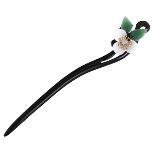 VILLFUL Retro Chinesische Haarnadel aus Schwarzem Ebenholz mit Blumenmotiv Eleganter Haarschmuck für Damen Vintage Stil Langlebiges Traditionelles Design für Alltag und Besondere Anlässe von VILLFUL