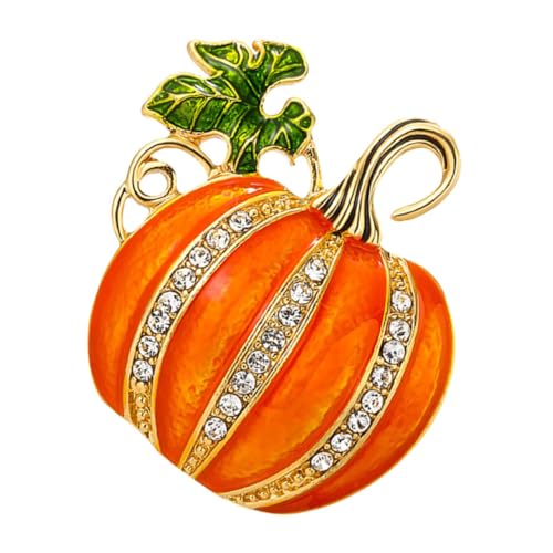 VILLFUL Rhinestone Pumpkin Brooch mit Glänzendem Emaille Finish Vintage Brosche für Kleidung Festlicher Halloween Anstecker für Pullover Jacken und Outfits Eleganter Schmuck für Damen von VILLFUL