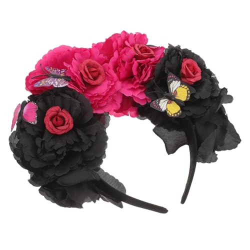 VILLFUL Rosenblumen Haarband Halloween Blume Halloween Dekorationen Kopfschmuck Haarschmuck Pfingstrosenblumen Haarband von VILLFUL
