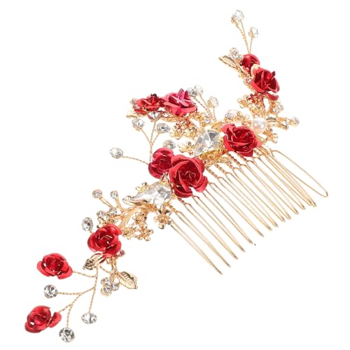 VILLFUL Roter Braut Haarkamm mit Künstlicher Perle und Strass Blumiges Haaraccessoire für Hochzeit und Party Sicherer Sitz Komfortabel Eleganter Kopfschmuck für Damen VILLFUL Roter Braut Haarkamm mit Künstlicher Perle und Strass Blumiges Haaraccessoire für Hochzeit und Party Sicherer Sitz Komfortabel Eleganter Kopfschmuck für Damen von VILLFUL