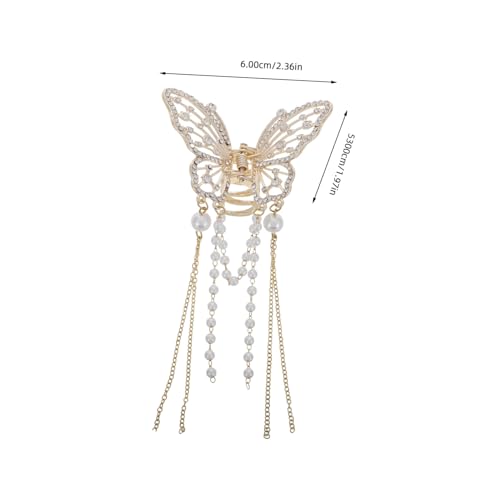 VILLFUL Schmetterlings haarspange mit Perlen tassel Metall Haarklammer für Dickes Langes Haar Rutschfester Halt Vintage Chinesischer Stil Elegantes Styling Accessoire für Damen für von VILLFUL