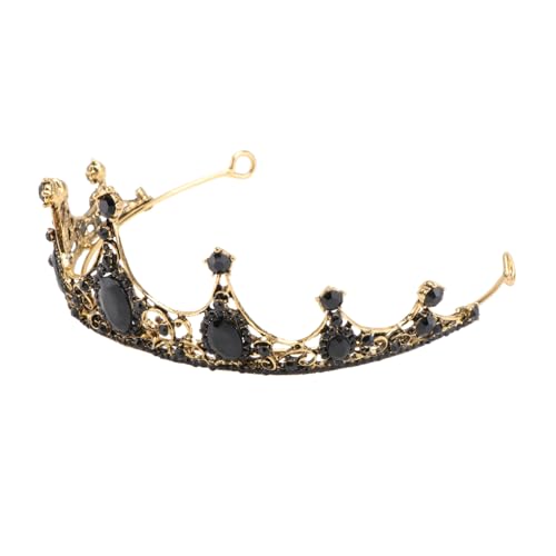 VILLFUL Schwarze Barock Tiara Leichtes Diadem Braut Krone Strass Kopfschmuck für Hochzeit Party Festzug Frauen von VILLFUL