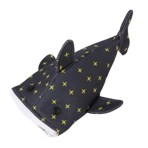 VILLFUL Shark-förmiges Kleines Federmäppchen mit Sternenmuster Großes Fassungsvermögen Canvas Reißverschluss-Tasche für Schule Büro und Reisen Lustiger Stifteorganizer für Erwachsene von VILLFUL