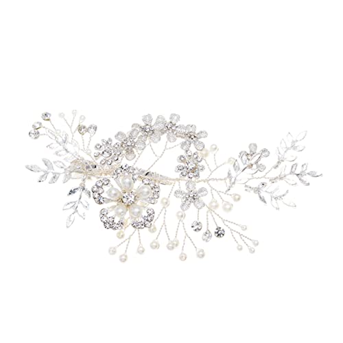 VILLFUL Silberne Braut Haarspange mit und Künstlichen Perlen Eleganter Haarkamm Clip für Hochzeit Party und Festliche Anlässe Damen Haarschmuck für Stilvolles Styling von VILLFUL