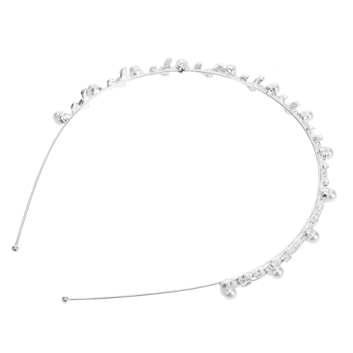 VILLFUL Silbernes Braut Tiara Diadem mit Perlen und Strass Hochzeit Kopfschmuck Haarband für Damen und Mädchen Legierung Eleganter Haarschmuck für Hochzeit Verlobung und Party von VILLFUL