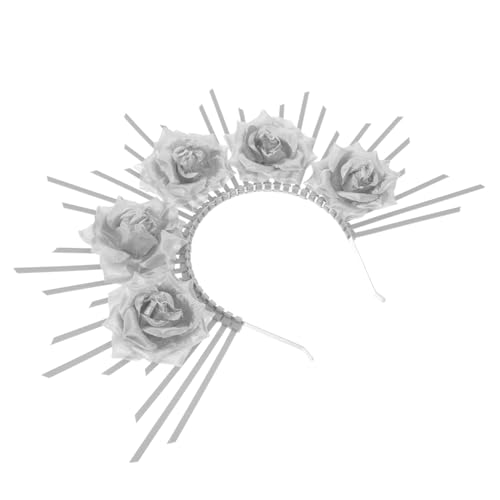 VILLFUL Stirnband Haarband Rose Blume Stirnbänder Cosplay Kostüm Kopfbedeckung Mädchen Göttin Haarband Stilvoll Modisch Haarschmuck Kopfband Funkelnd Weiblich Pailletten Kunststoff Silber von VILLFUL