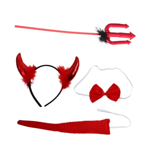 VILLFUL Teufelshorn Stirnband Cosplay Teufels Set Teufelskostüm Zubehör Halloween Kostüm Teufelshörner Für Halloween Party Teufelshorn Stirnband Kostüme Teufels von VILLFUL