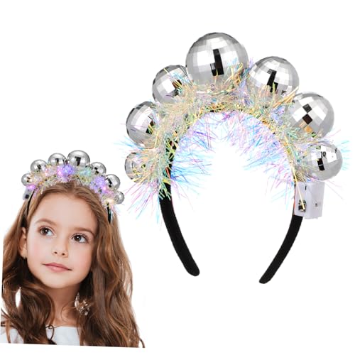 VILLFUL Vintage Disco Ball Stirnband Elastisch Verstellbar Weihnachtskopfband Partyzubehör Für Damen Mädchen Weihnachten Geburtstag Kostüm Festliche Accessoires von VILLFUL