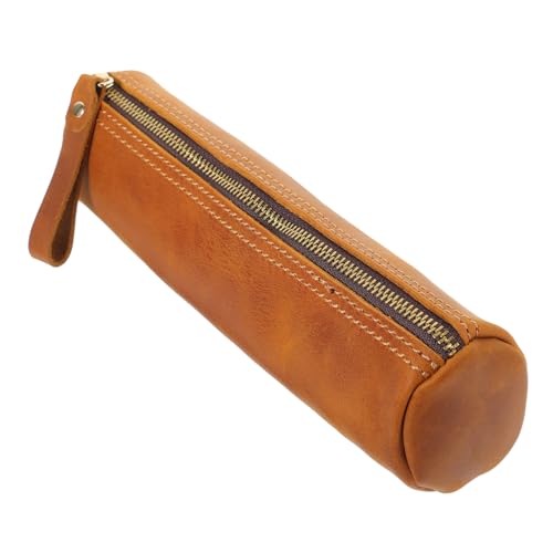 VILLFUL Vintage Echtes Leder Stifteetui Handgefertigt Stifthalter Aufbewahrungsbox für Schreibwaren Büro und Schule Geeignet Praktische Federmäppchen Tasche von VILLFUL