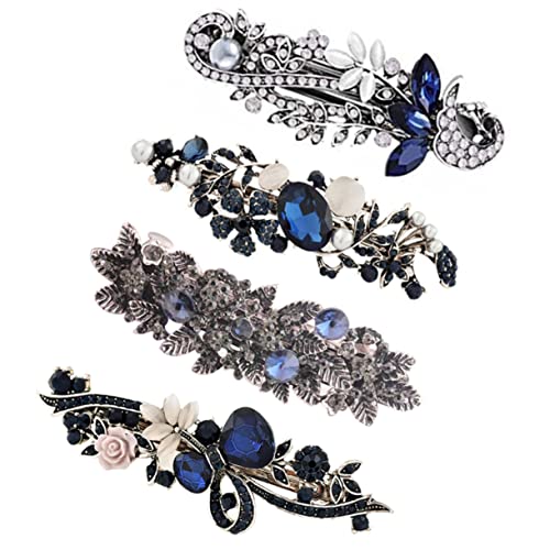 VILLFUL Vintage Haarklammern Teiliges mit Federspange und Strassblumen Französischer Retro Haarschmuck für Damen und Mädchen Eleganter Clip für Alltag Party Hochzeit und Besondere Anlässe von VILLFUL