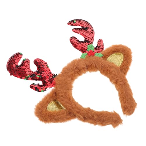 VILLFUL Weiches Rentier Geweih Stirnband Weihnachts Party Haarreif für Mädchen Damen Flexibles Weihnachtskostüm Accessoire für Festliche Feiern Foto Shootings von VILLFUL