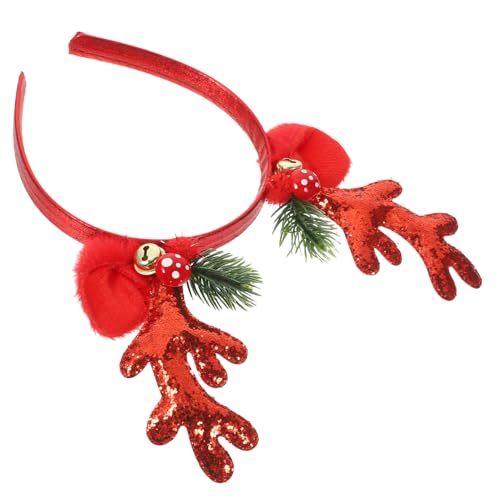 VILLFUL Weihnachtlicher Rentier Geweih Haarreif mit Glitzer und Klingeln Bequemer Stirnband für Erwachsene Festlicher Party Kopfschmuck Weihnachtsaccessoire für Frauen und Teenager von VILLFUL