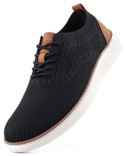 VILOCY Herren Mesh Dress Sneakers Oxfords Business Freizeitschuhe, schwarz, 47 EU von VILOCY