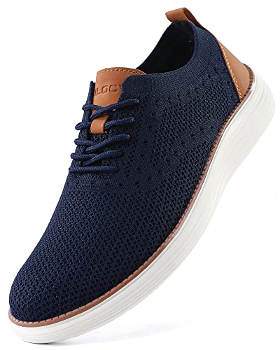 VILOCY Herren Mesh Kleid Sneakers Oxfords Business Freizeitschuhe, dunkelblau, 41.5 EU von VILOCY