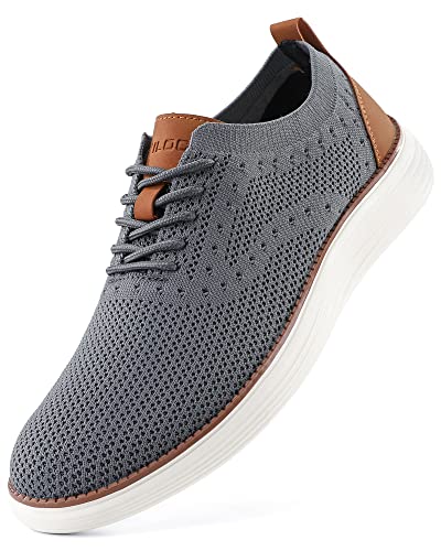 VILOCY Herren Mesh Kleid Sneakers Oxfords Business Casual Walking Schuhe Tennis Bequem, GRAU, 45 EU von VILOCY