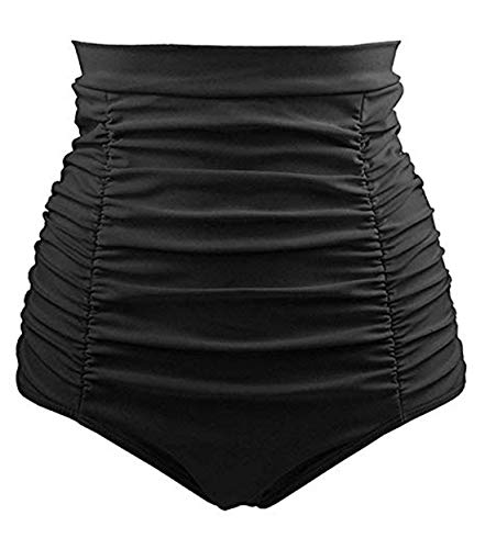 VILOREE Damen Frauen hoher Taille Bikini Hose Bikinislip Badehose Strandhose Bauchweg große Größen Schwarz 4XL von VILOREE