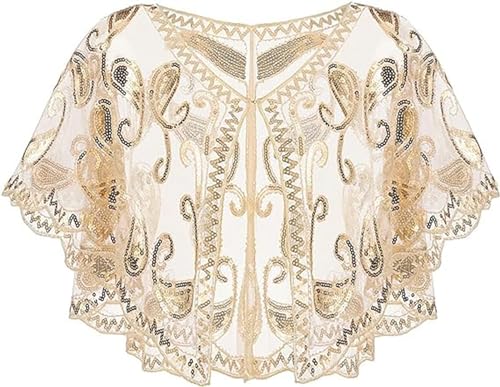 VILOREE Damen Umschlagtücher Stola für Abendkleid 1920s Retro Schal Hochzeit Party Braut Schal Gatsby Kostüm Accessoires Beige (57) von VILOREE