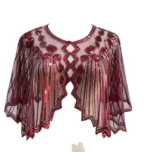 VILOREE Damen Umschlagtücher Stola für Abendkleid 1920s Retro Schal Hochzeit Party Braut Schal Gatsby Kostüm Accessoires Rot (58) von VILOREE