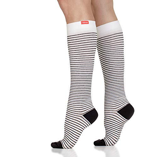 VIM & VIGR Kompressionssocken für Damen und Herren, 30-40 mmHg, medizinische Qualität, Creme und Schwarz, Nadelstreifen, Größe S bis M VIM & VIGR Kompressionssocken für Damen und Herren, 30-40 mmHg, medizinische Qualität, Creme und Schwarz, Nadelstreifen, Größe S bis M von VIM&VIGR