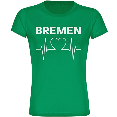 VIMAVERTRIEB® Damen T-Shirt Bremen - Bremer Mädchen - Druck: weiß - Frauen Shirt Fußball Fanartikel Fanshop - Größe: M grün von VIMAVERTRIEB