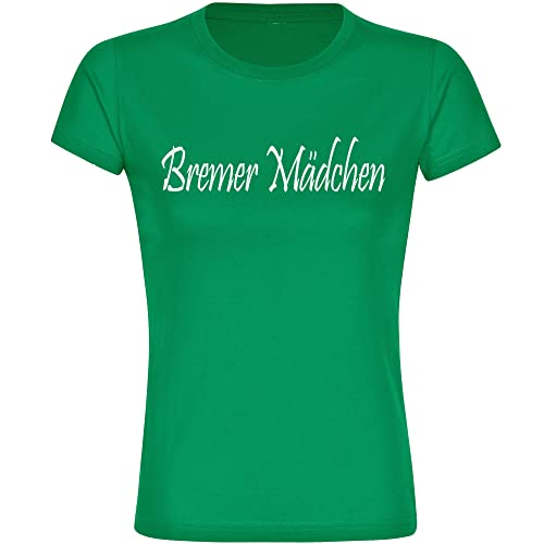 VIMAVERTRIEB® Damen T-Shirt Bremen - Bremer Mädchen - Druck: weiß - Frauen Shirt Fußball Fanartikel Fanshop - Größe: XXL grün von VIMAVERTRIEB