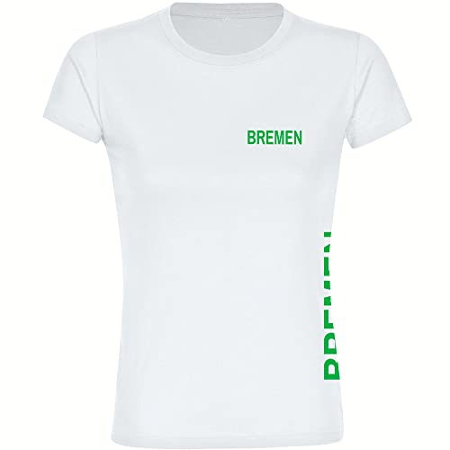 VIMAVERTRIEB® Damen T-Shirt Bremen - Brust & Seite - Druck: grün - Frauen Shirt Fußball Fanartikel Fanshop - Größe: 3XL weiß von VIMAVERTRIEB