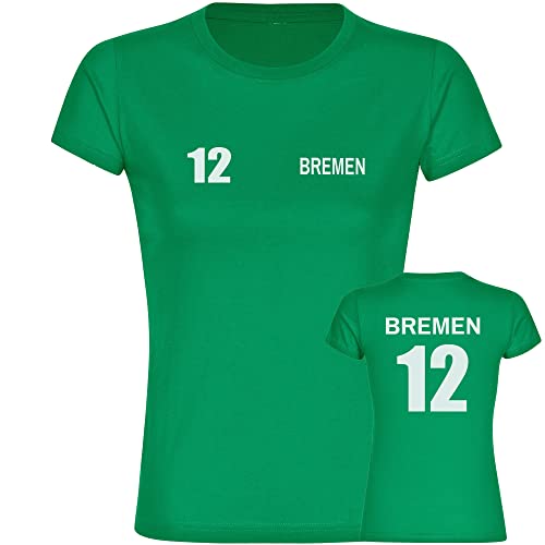 VIMAVERTRIEB® Damen T-Shirt Bremen - Trikot 12 - Druck: weiß - Frauen Shirt Fußball Fanartikel Fanshop - Größe: L grün von VIMAVERTRIEB