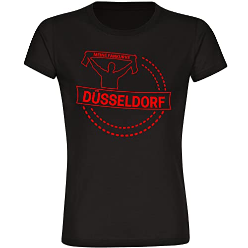 VIMAVERTRIEB® Damen T-Shirt Düsseldorf - Meine Fankurve - Druck: rot - Frauen Shirt Fußball Fanartikel Fanshop - Größe: L schwarz von VIMAVERTRIEB