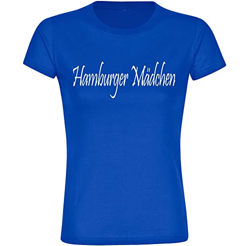 VIMAVERTRIEB® Damen T-Shirt Hamburg - Hamburger Mädchen - Druck: weiß - Frauen Shirt Fußball Fanartikel Fanshop - Größe: M blau von VIMAVERTRIEB