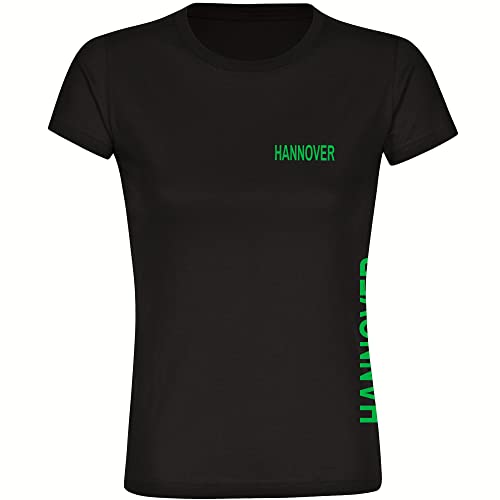 VIMAVERTRIEB® Damen T-Shirt Hannover - Brust & Seite - Druck: grün - Frauen Shirt Fußball Fanartikel Fanshop - Größe: XL schwarz von VIMAVERTRIEB