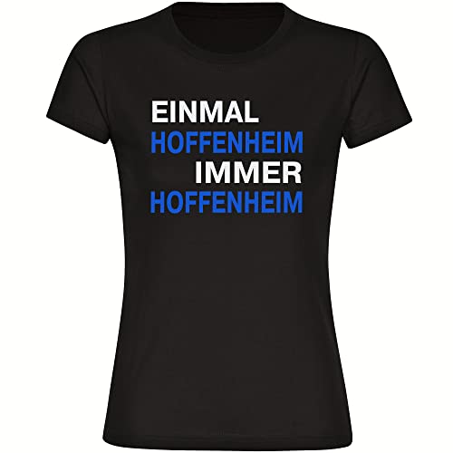 VIMAVERTRIEB® Damen T-Shirt Hoffenheim - Einmal Immer - Druck: blau/weiß - Frauen Shirt Fußball Fanartikel Fanshop - Größe: S schwarz von VIMAVERTRIEB