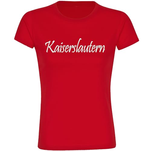 VIMAVERTRIEB® Damen T-Shirt Kaiserslautern - Schriftzug - Druck: weiß - Frauen Shirt Fußball Fanartikel Fanshop - Größe: S rot von VIMAVERTRIEB