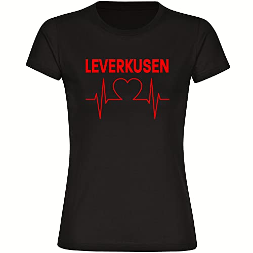 VIMAVERTRIEB® Damen T-Shirt - Leverkusen - Einmal Immer - Druck rot - Love Frauen Fanartikel - Größe M schwarz von VIMAVERTRIEB