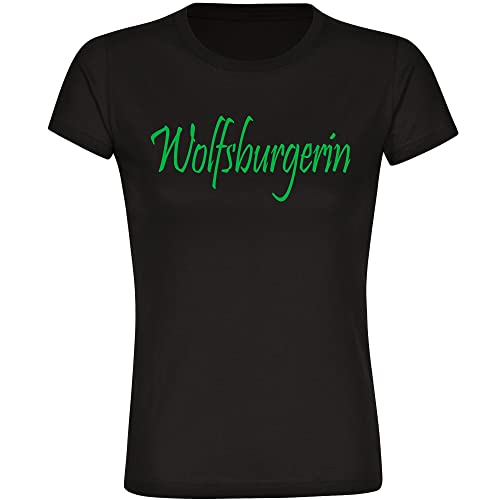 VIMAVERTRIEB® Damen T-Shirt Wolfsburg - Wolfsburgerin - Druck: grün - Frauen Shirt Fußball Fanartikel Fanshop - Größe: M schwarz von VIMAVERTRIEB