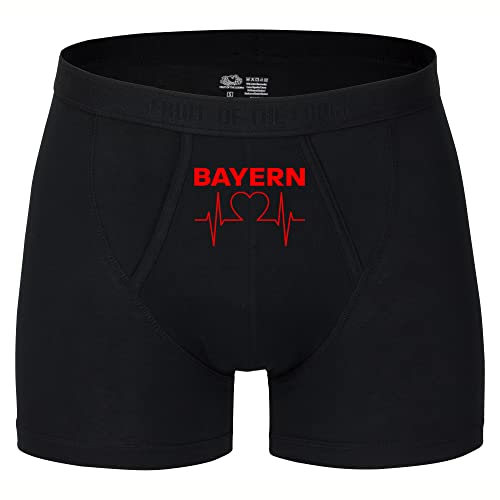 VIMAVERTRIEB® Herren Boxer Short Bayern - Herzschlag - Druck: rot - Männer Boxershort Unterwäsche Fußball Fanartikel Fanshop - Größe: L schwarz von VIMAVERTRIEB