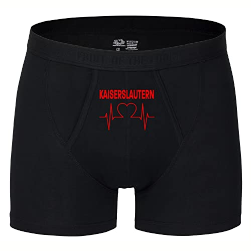 VIMAVERTRIEB® Herren Boxer Short Kaiserslautern - Herzschlag - Druck: rot - Männer Boxershort Unterwäsche Fußball Fanartikel Fanshop - Größe: XL schwarz von VIMAVERTRIEB