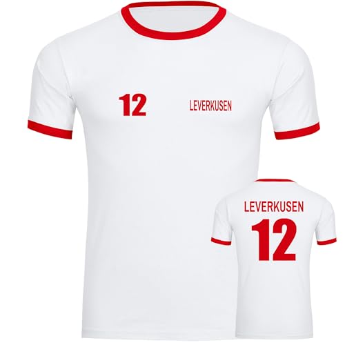 VIMAVERTRIEB® Herren Kontrast T-Shirt Kaiserslautern - Trikot 12 - Druck: rot - Männer Shirt Fußball Fanartikel Fanshop - Größe: L weiß/rot von VIMAVERTRIEB