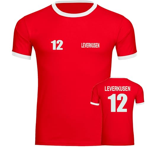 VIMAVERTRIEB® Herren Kontrast T-Shirt Kaiserslautern - Trikot 12 - Druck: weiß - Männer Shirt Fußball Fanartikel Fanshop - Größe: XL rot/weiß von VIMAVERTRIEB